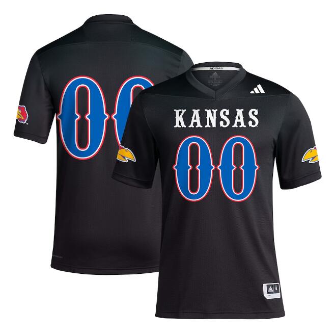 Men's Kansas Jayhawks Custom Black Stitched Football Jersey